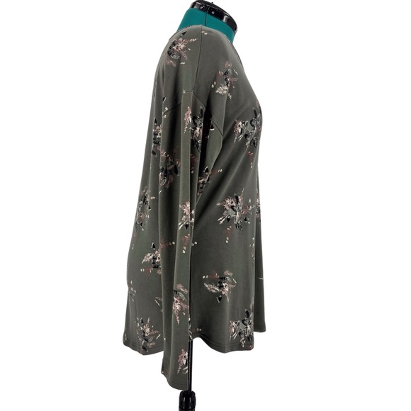 Catherine Malandrino Olive Green Floral Print Long Sleeve Sweatshirt, Large - Picture 8 of 16